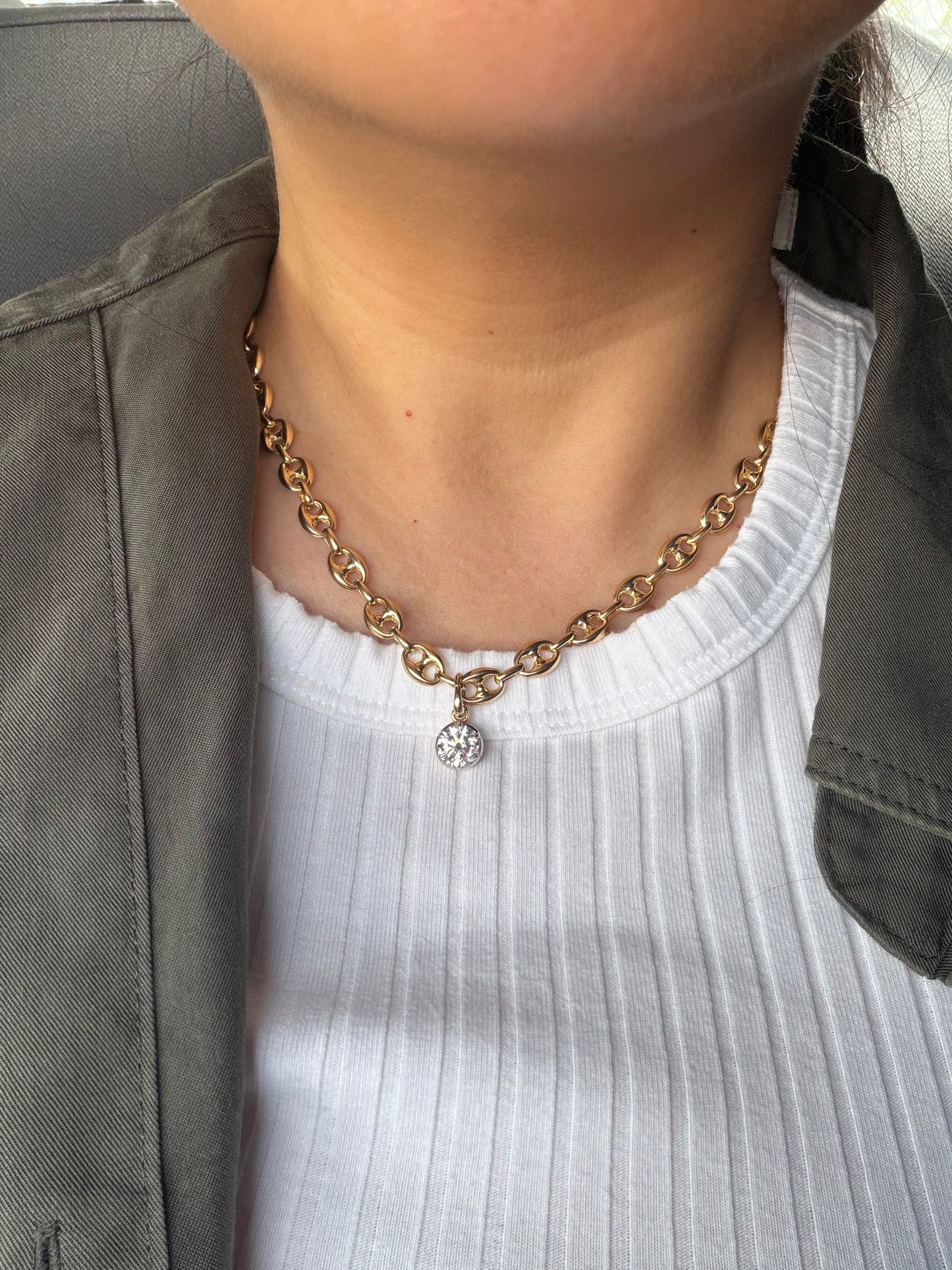 Puffy Mariner Chain + Georgian Diamond Charm