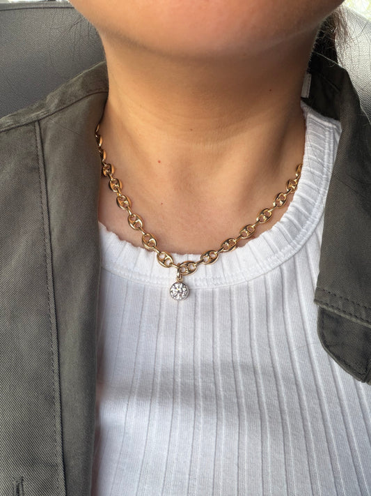 Puffy Mariner Chain + Georgian Diamond Charm